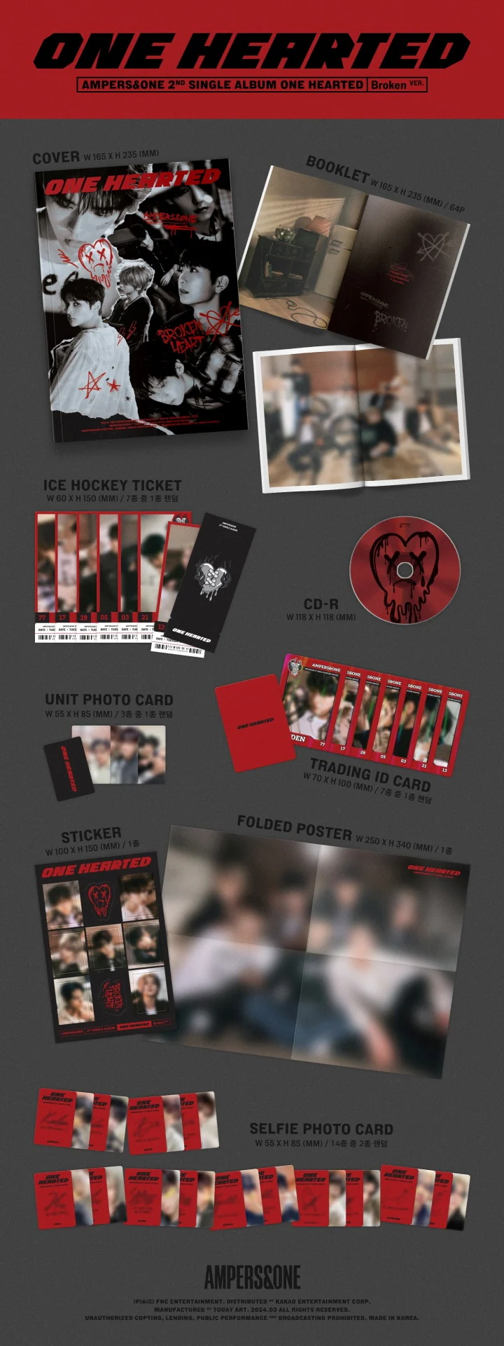 AMPERS&ONE - [ONE HEARTED] 2nd Single Album 2 Version SET - Image 3