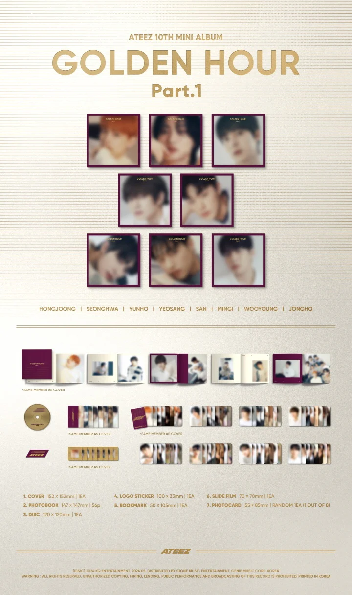 ATEEZ - [GOLDEN HOUR : Part.1] 10th Mini Album DIGIPAK HONGJOONG Version - Image 2