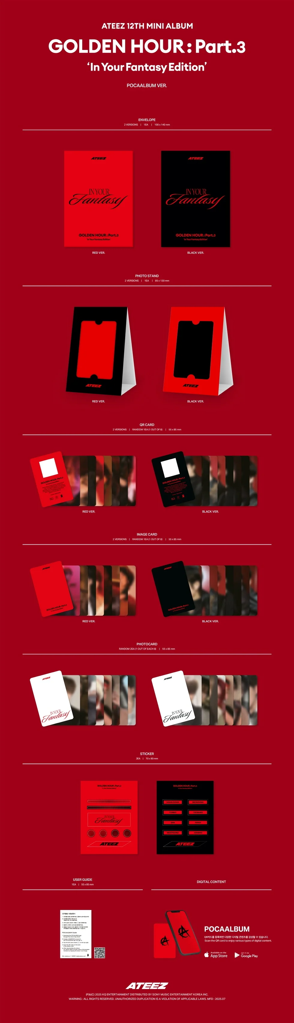 ATEEZ - [GOLDEN HOUR : PART.3 IN YOUR FANTASY EDITION] 12th Mini Album POCA ALBUM RED Version - Image 2