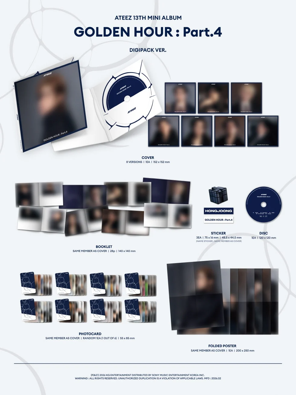ATEEZ - [GOLDEN HOUR : PART.4] 13th Mini Album DIGIPACK 8 Version SET - Image 2