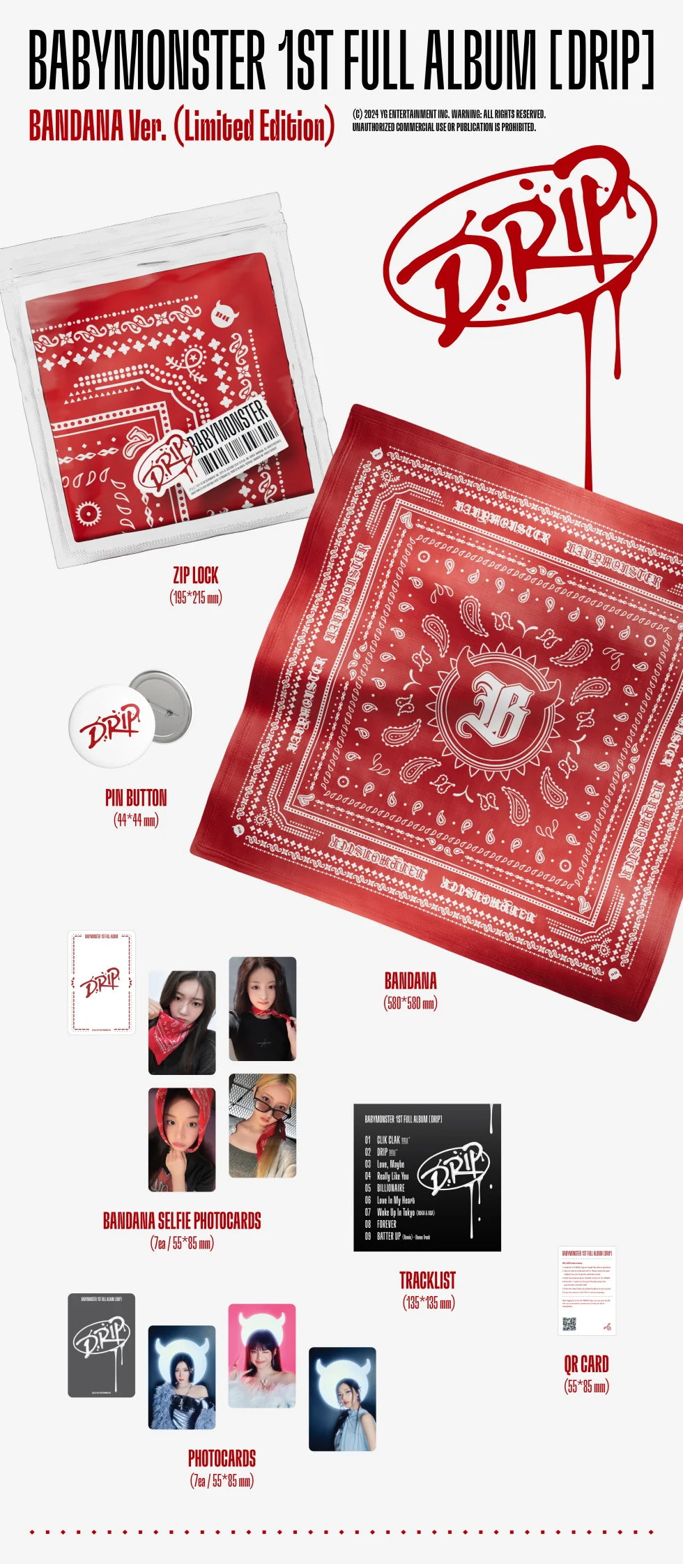 BABYMONSTER - [DRIP] 1st FULL Album LIMITED Edition BANDANA Version - Image 2