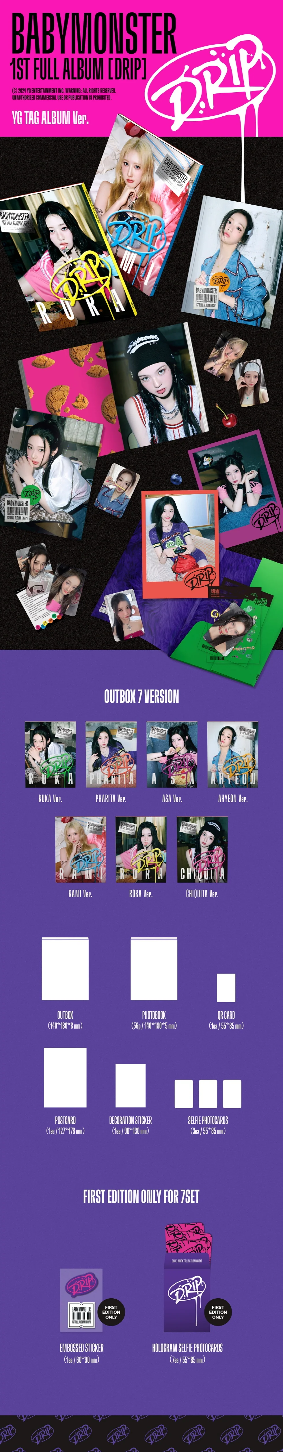 BABYMONSTER - [DRIP] 1st FULL Album YG TAG ALBUM AHYEON Version - Image 2
