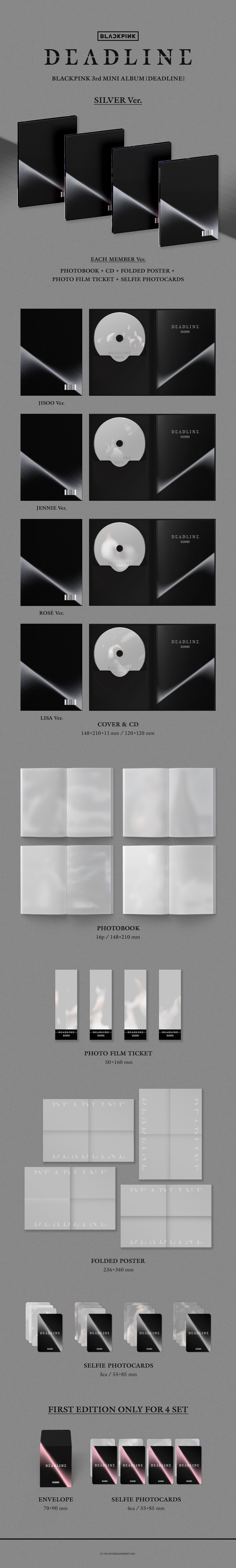 (LUCKY DRAW) BLACKPINK - [DEADLINE] 3rd Mini Album SILVER LISA Version - Image 2