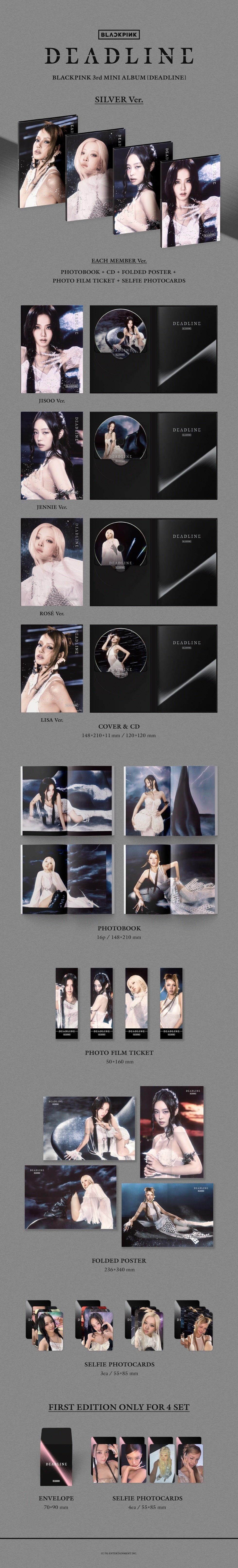(LUCKY DRAW) BLACKPINK - [DEADLINE] 3rd Mini Album SILVER ROSÉ Version - Image 2