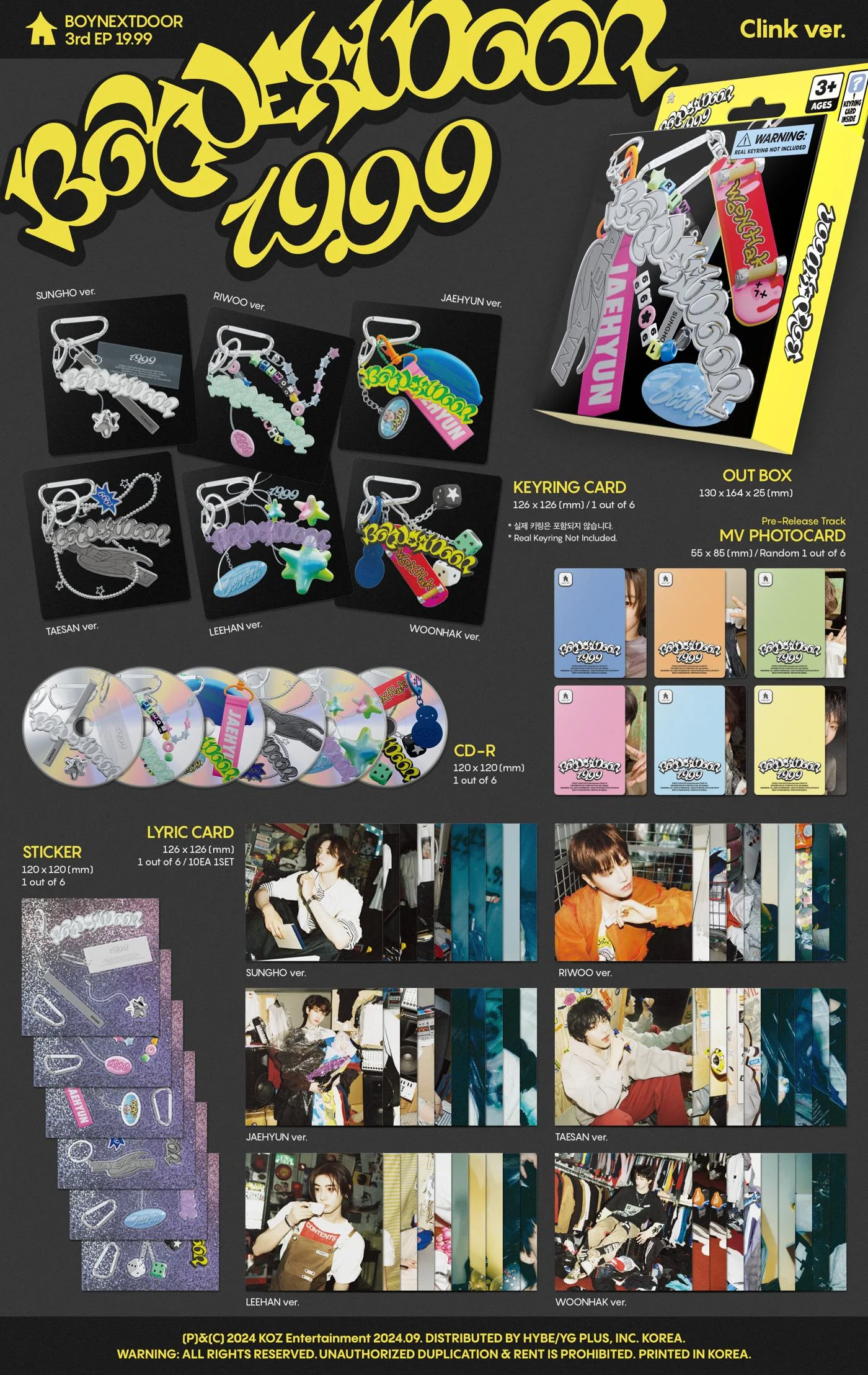 BOYNEXTDOOR - [19.99] 3rd EP Album CLINK 6 Version SET - Image 2