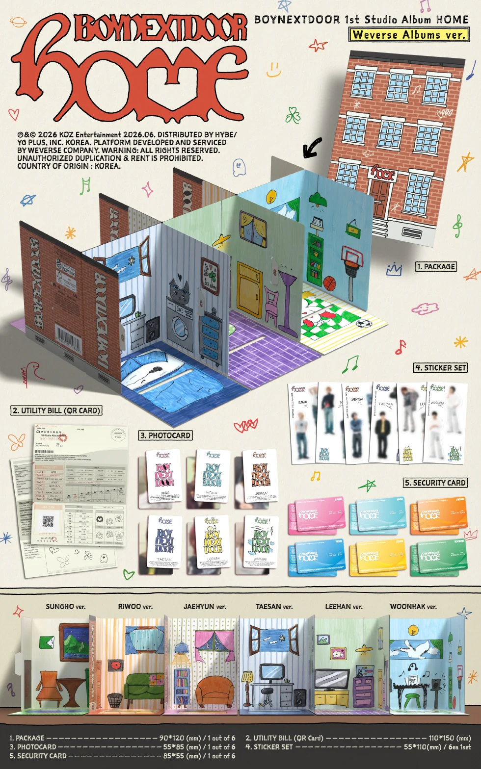 BOYNEXTDOOR - [HOME] 1st Studio Album WEVERSE ALBUMS JAEHYUN Version - Image 2