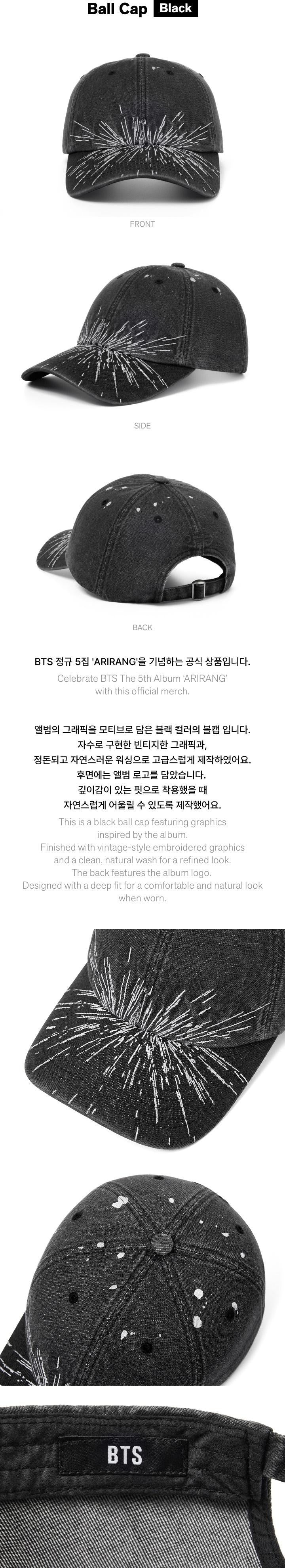 BTS - [ARIRANG] 5th Album OFFICIAL MD Ball Cap (Black) - Image 3