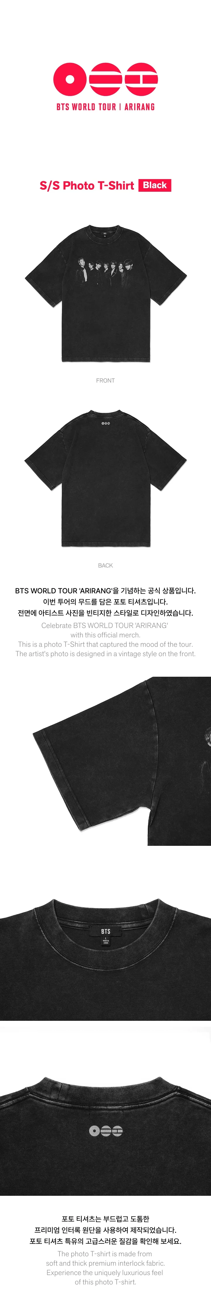 BTS - [ARIRANG] WORLD TOUR MD S/S Photo T-Shirt (Black) - Image 2
