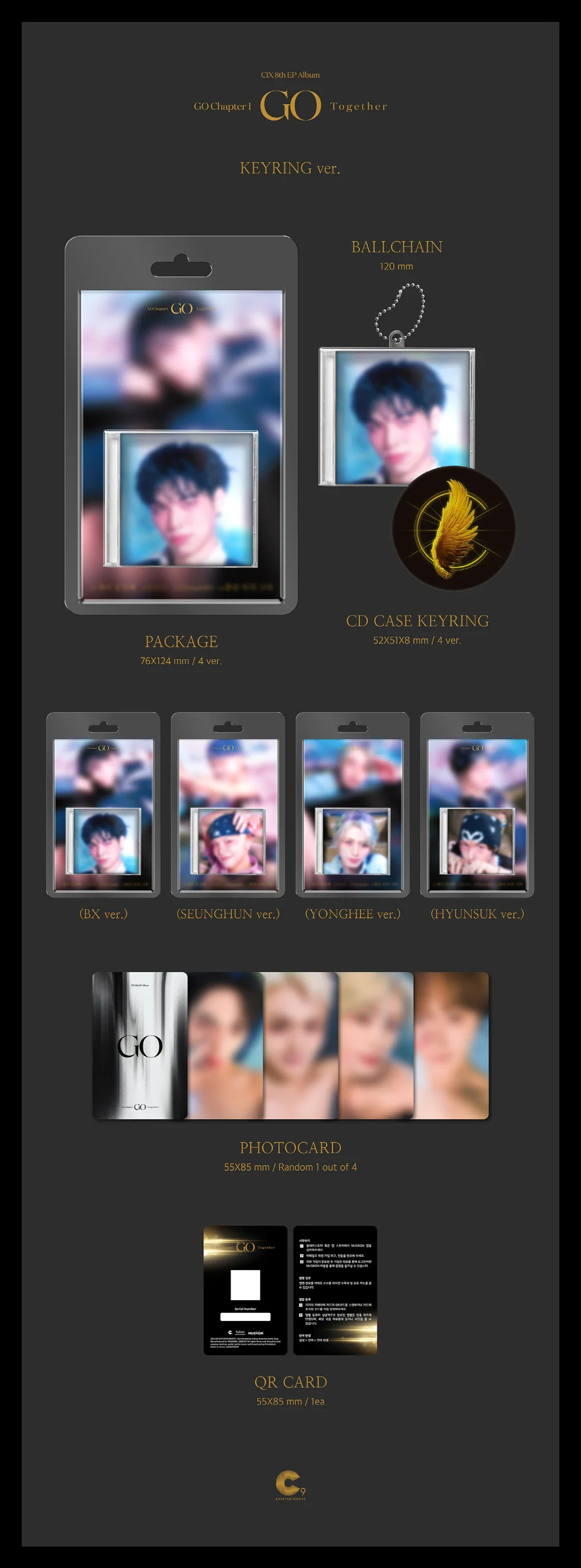 CIX - [GO CHAPTER 1 : GO TOGETHER] 8th Mini Album KEYRING 4 Version SET - Image 2