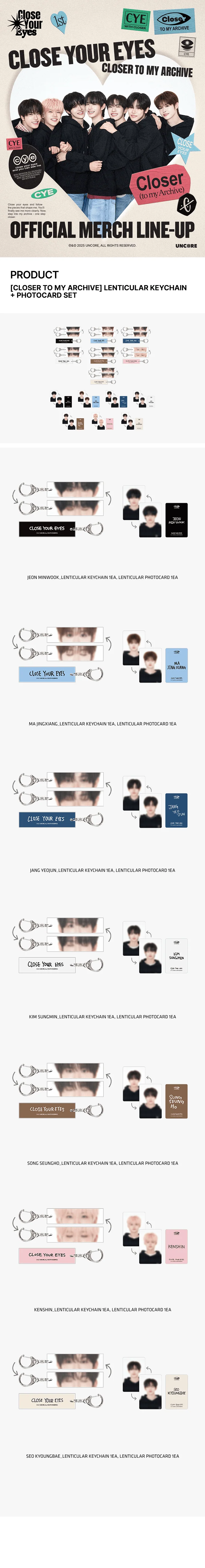 CLOSE YOUR EYES - [CLOSER TO MY ARCHIVE] OFFICIAL MD LENTICULAR KEYCHAIN + PHOTOCARD SET - Image 2