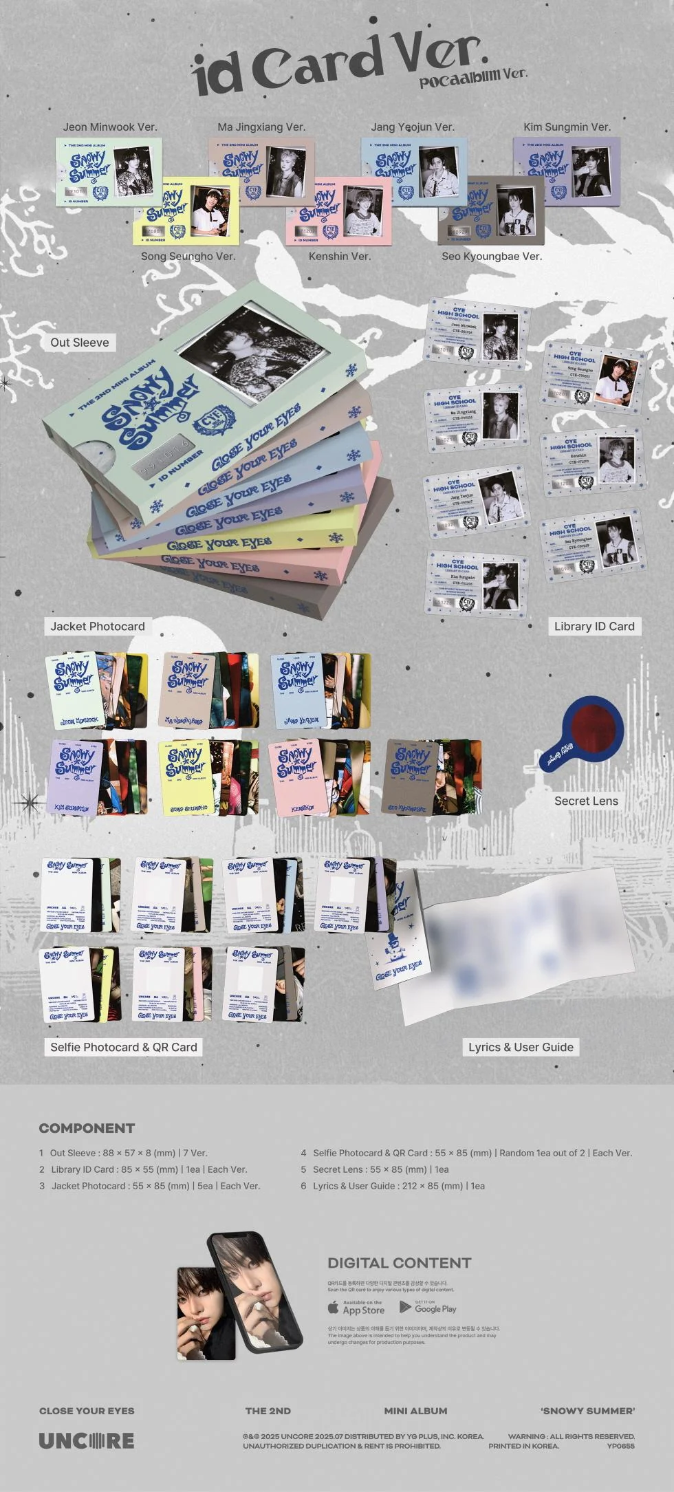CLOSE YOUR EYES - [SNOWY SUMMER] 2nd Mini Album POCAALBUM ID CARD JEON MINWOOK Version - Image 2