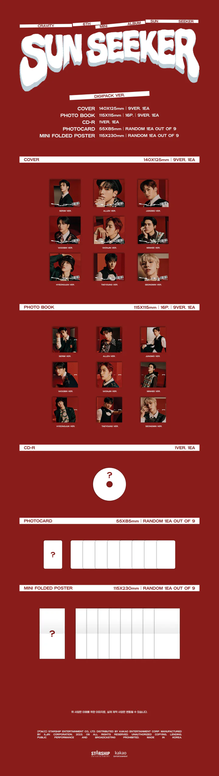 CRAVITY - [SUN SEEKER] 6th Mini Album DIGIPACK RANDOM Version - Image 2
