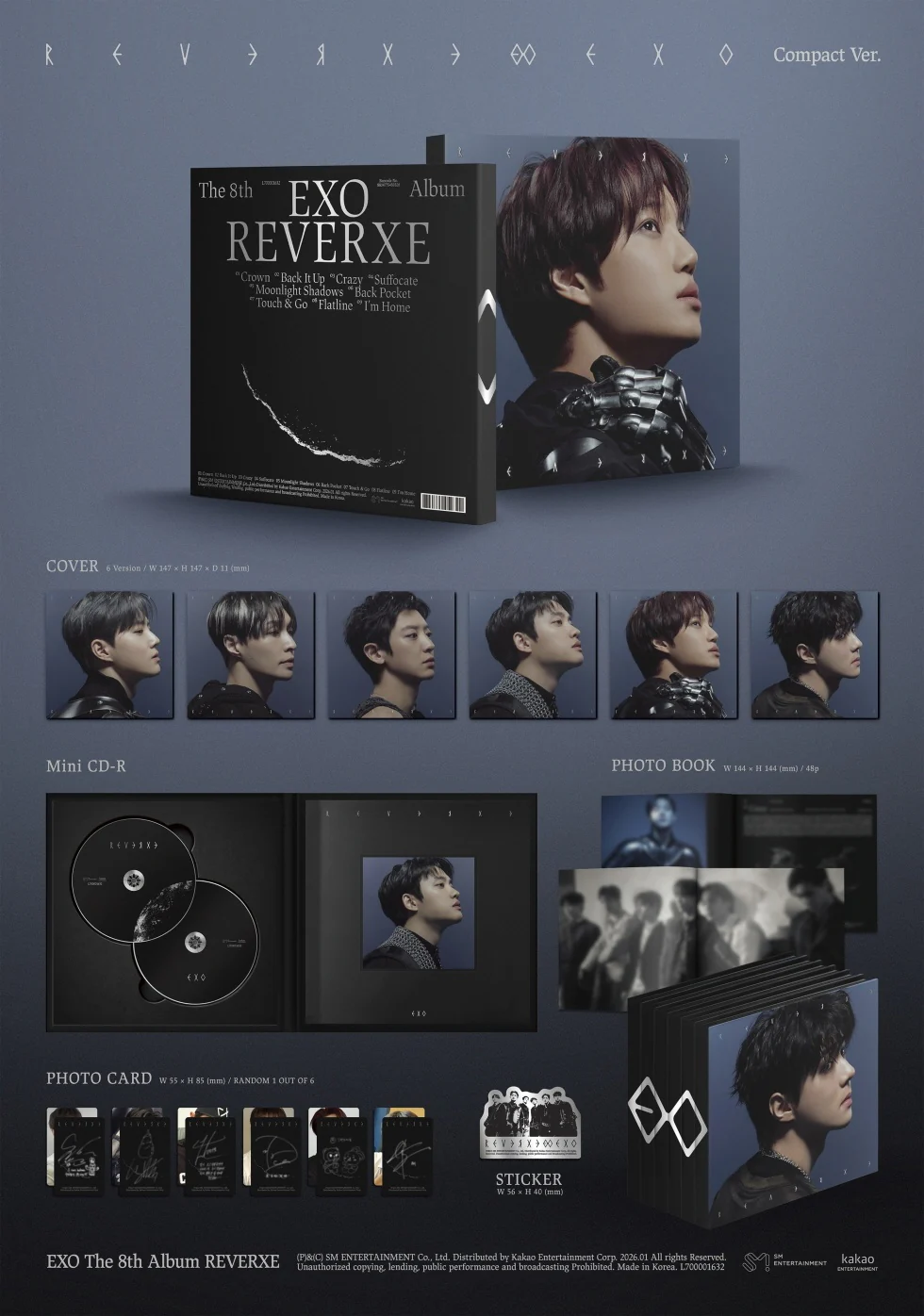 (LUCKY DRAW) EXO - [REVERXE] 8th Album COMPACT 6 Version SET - Image 2