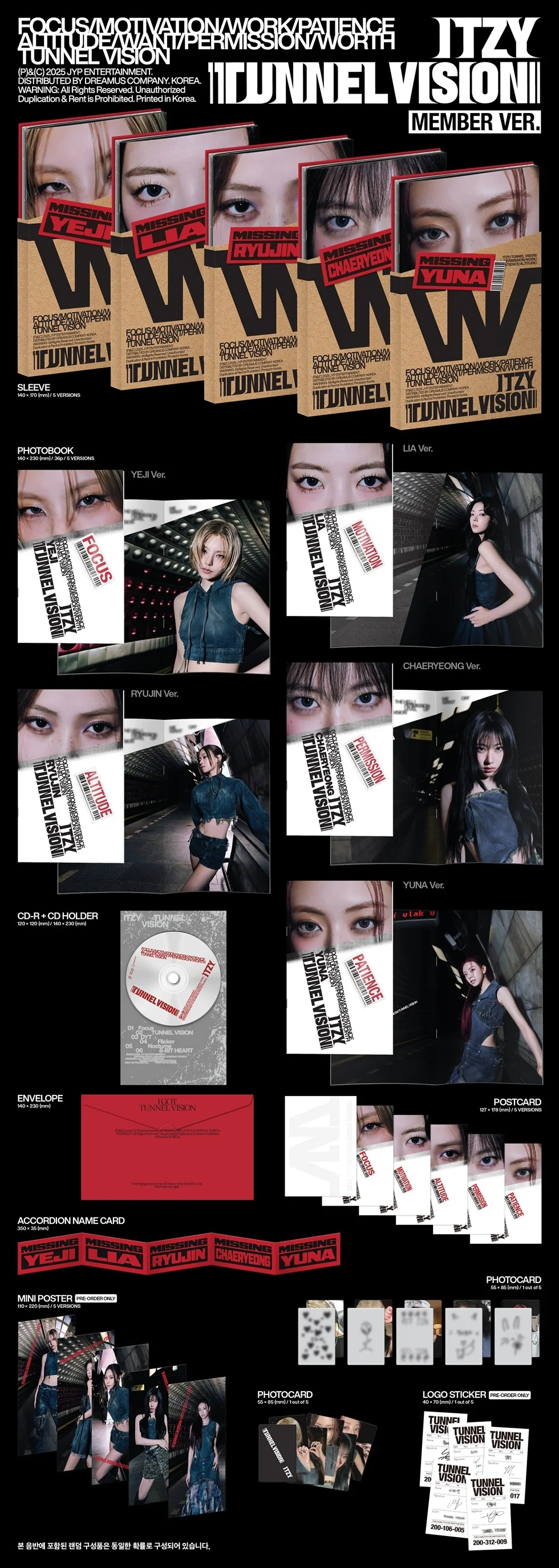 ITZY - [TUNNEL VISION] MEMBER 5 Version SET - Image 2