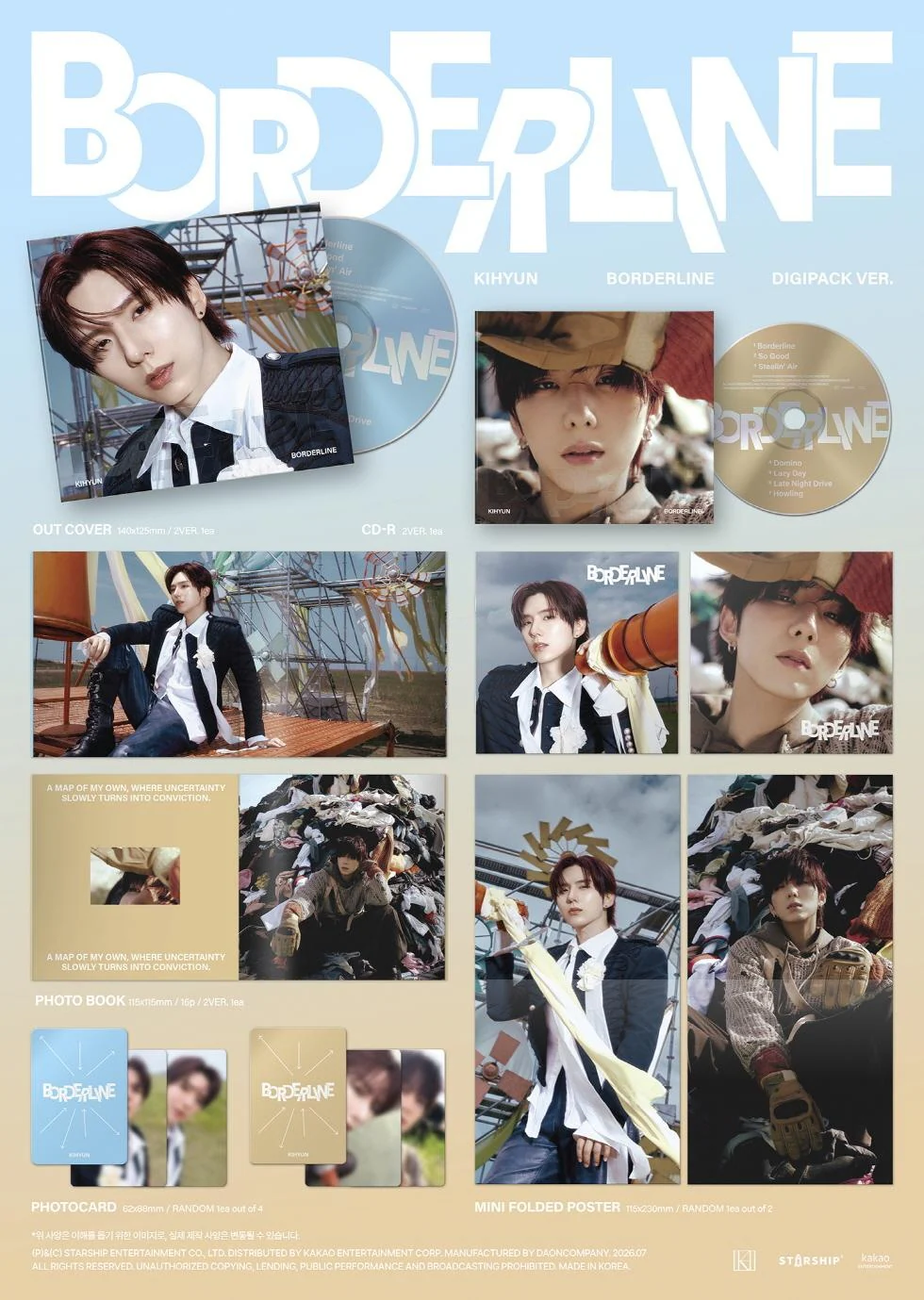 KIHYUN - [BORDERLINE] EP Album DIGIPACK 2 Version SET - Image 2