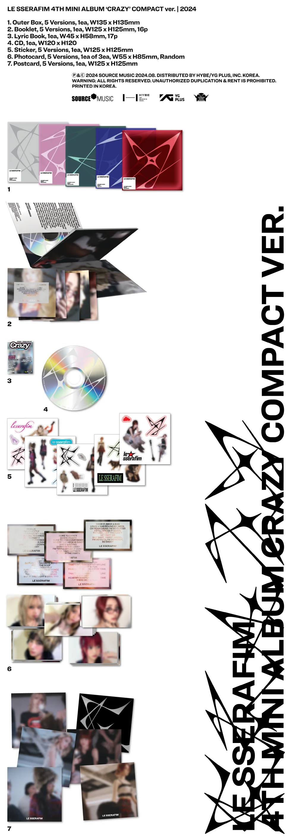 LE SSERAFIM - [CRAZY] 4th Mini Album COMPACT YUNJIN Version - Image 2