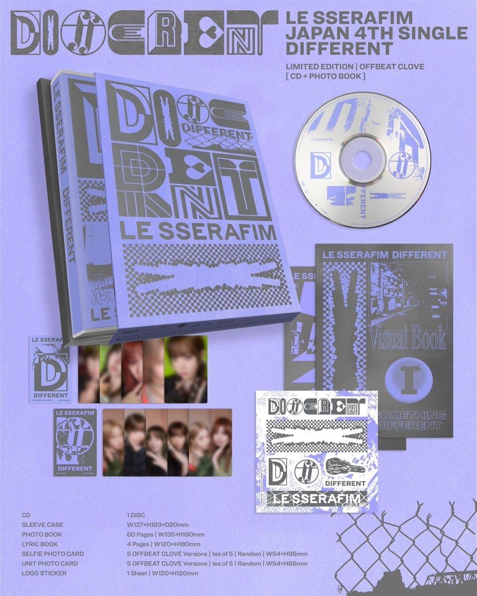 LE SSERAFIM - [DIFFERENT] Japan 4th Single Album LIMITED Edition OFFBEAT CLOVE Version - Image 2