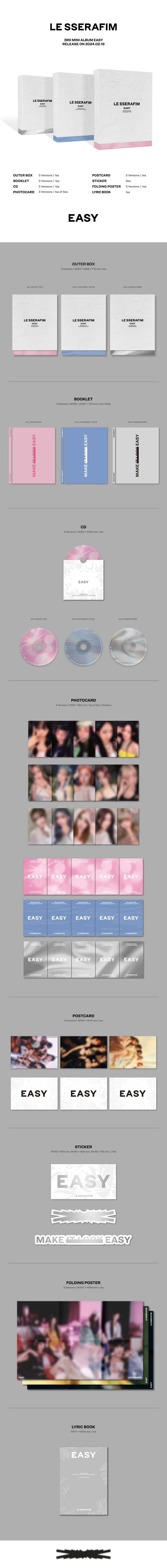 LE SSERAFIM - [EASY] 3rd Mini Album 3 Version SET - Image 2