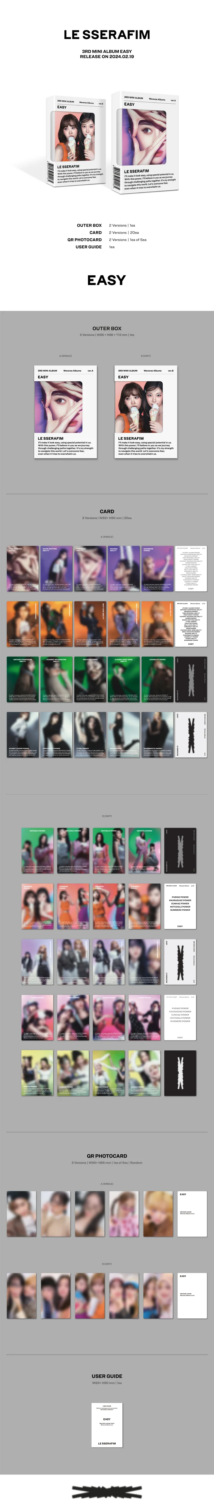 LE SSERAFIM - [EASY] 3rd Mini Album WEVERSE ALBUMS 2 Version SET - Image 2
