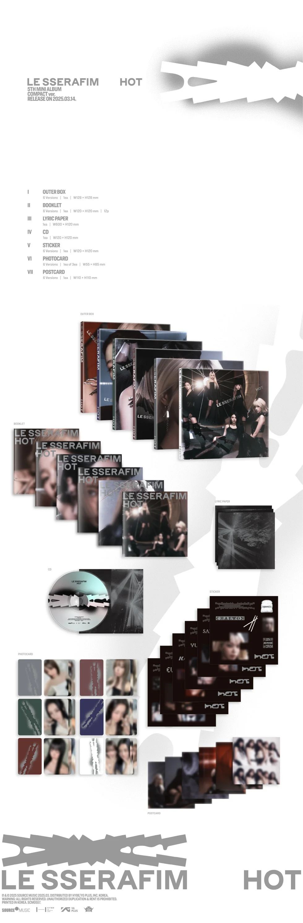 LE SSERAFIM - [HOT] 5th Mini Album COMPACT HONG EUNCHAE Version - Image 2
