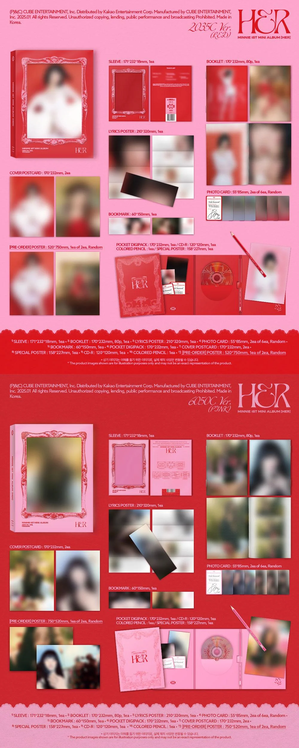 MINNIE - [HER] 1st Mini Album 6050C PINK Version - Image 2