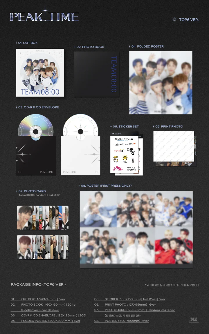 [PEAKTIME] TOP6 Ver. (2CD) TEAM 08:00 Version - Image 2