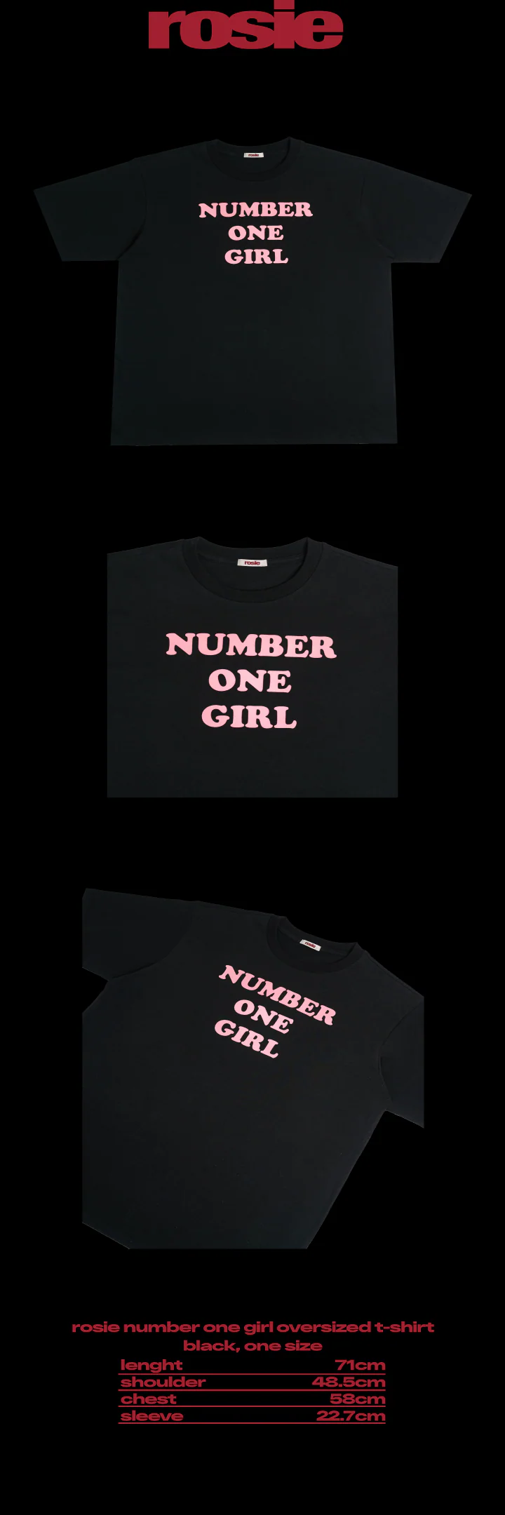 ROSÉ - [ROSIE] OFFICIAL MD NUMBER ONE GIRL BLACK T-SHIRT - Image 2