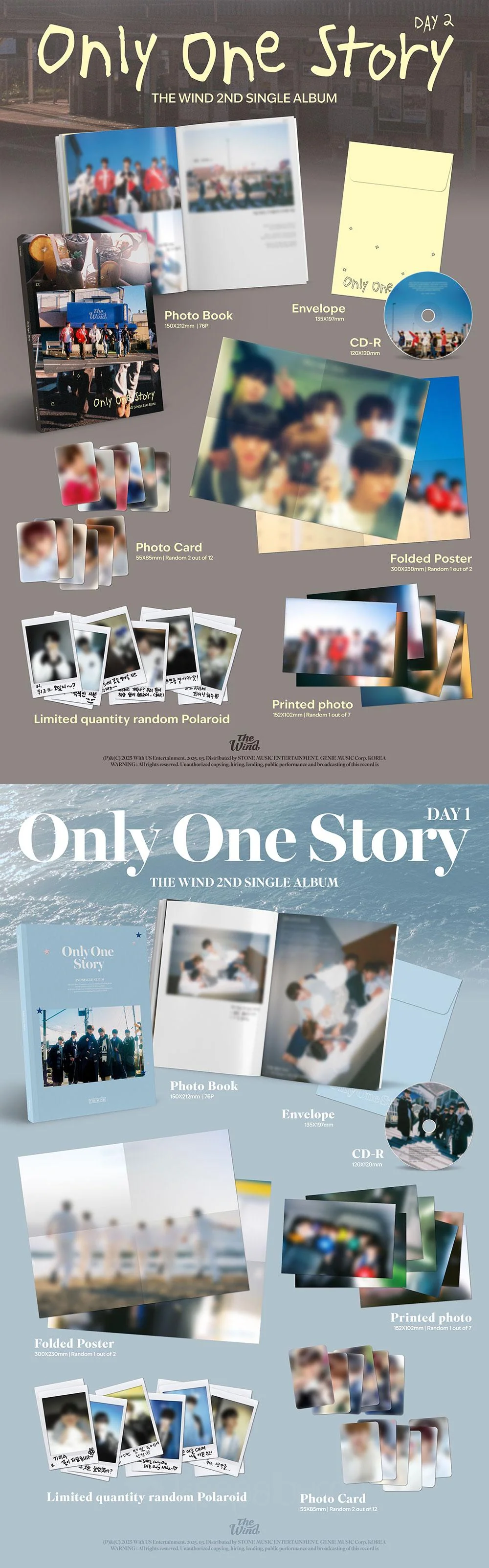 THE WIND - [ONLY ONE STORY] 2nd Single Album 2 Version SET - Image 2