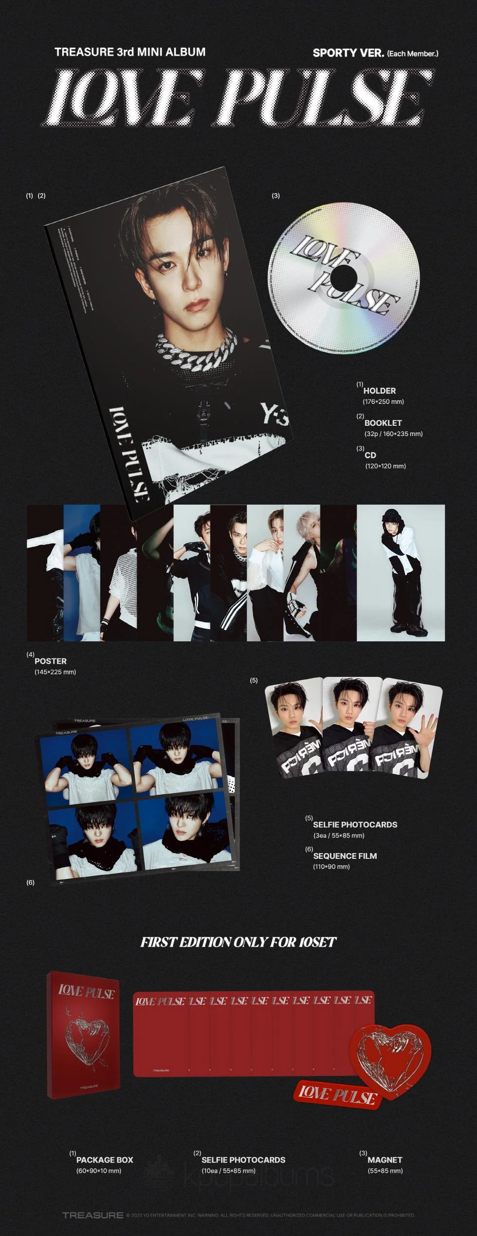TREASURE - [LOVE PULSE] 3rd Mini Album SPORTY 10 Version SET - Image 2