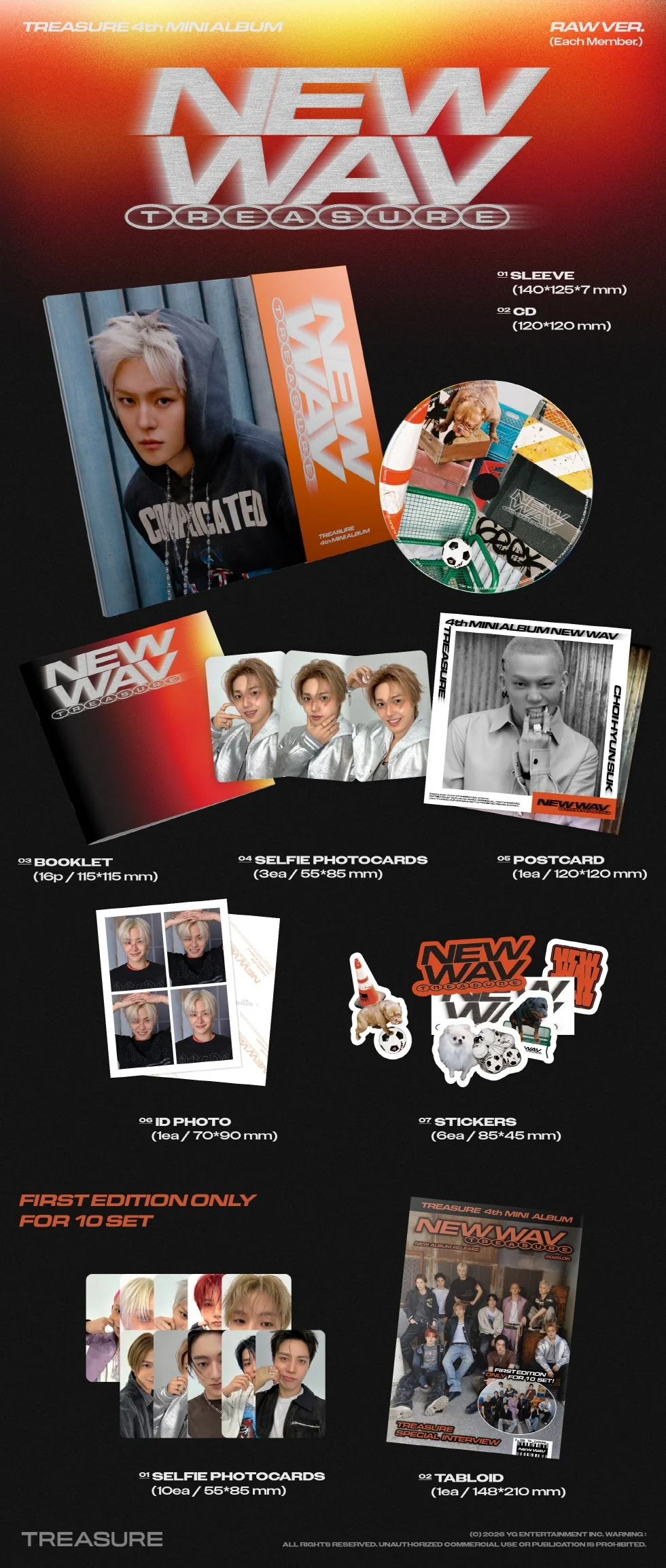 TREASURE - [NEW WAV] 4th Mini Album RAW 10 Version SET - Image 2