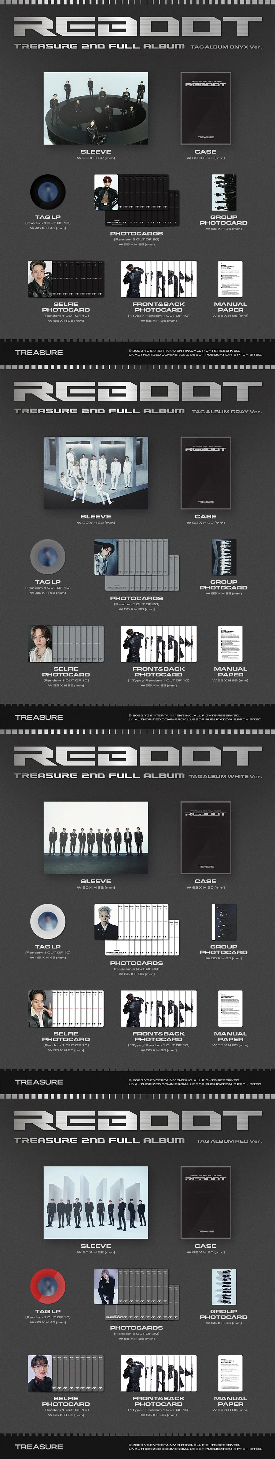TREASURE - [REBOOT] 2nd Album YG TAG 4 Version SET - Image 2