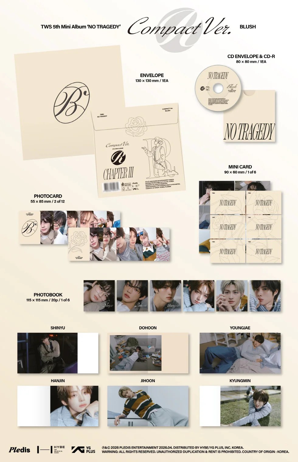 TWS - [NO TRAGEDY] 5th Mini Album COMPACT BLUSH KYUNGMIN Version - Image 2