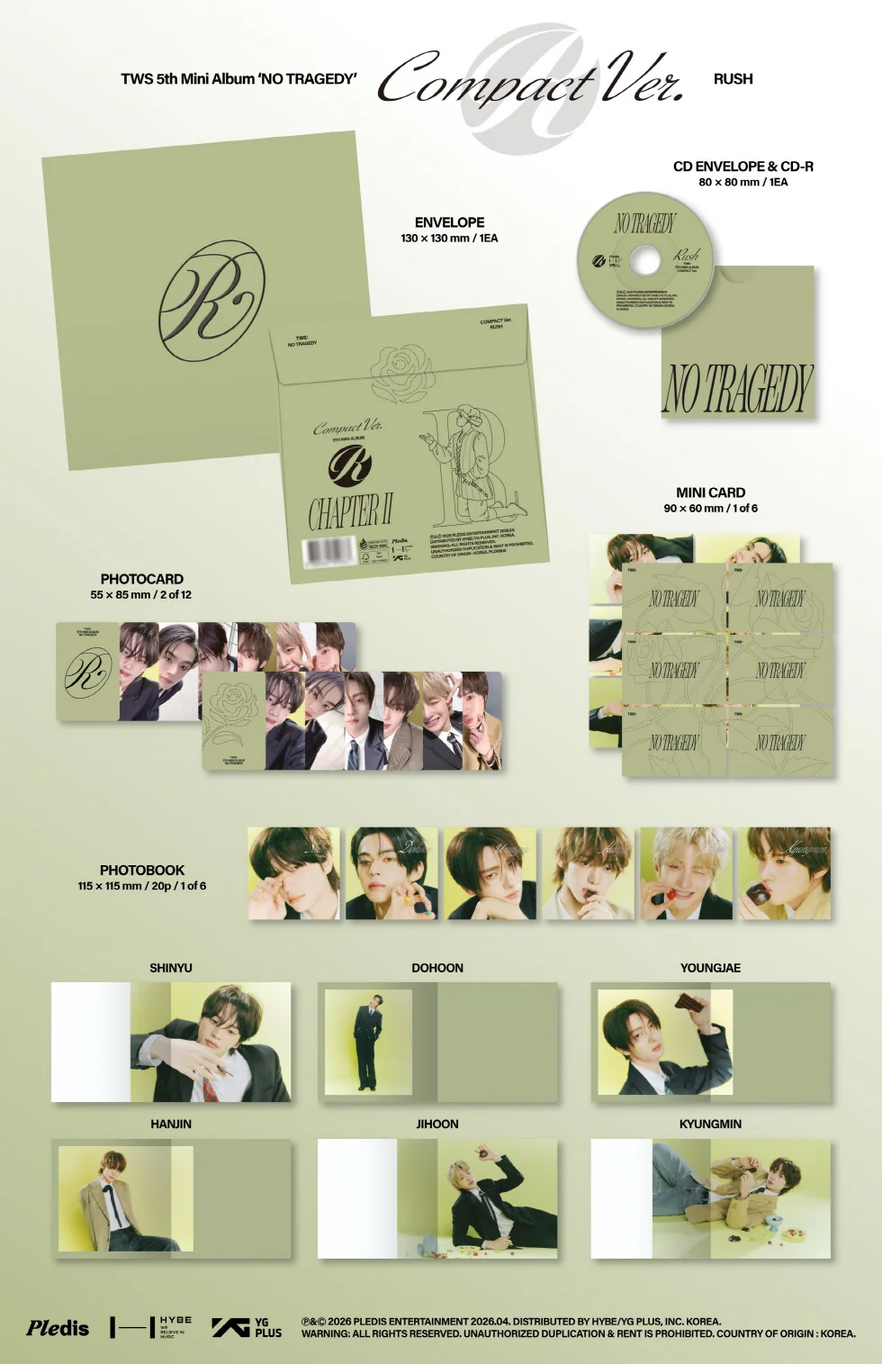 (LUCKY DRAW) TWS - [NO TRAGEDY] 5th Mini Album COMPACT RUSH RADOM Version - Image 2