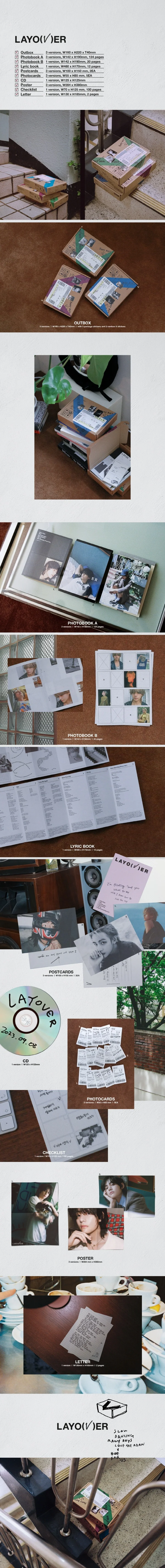 V (BTS) - [Layover]  Solo Album Photobook 3 Version SET + WEVERSE Gifts - Image 2