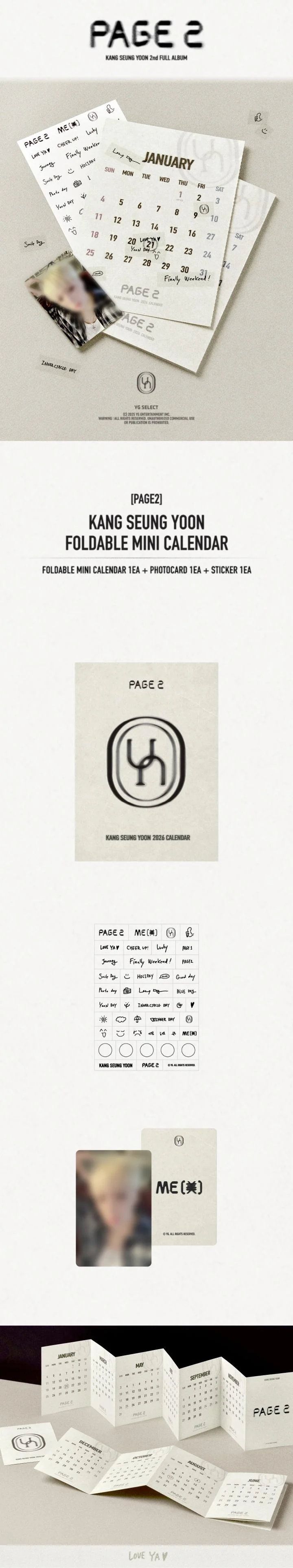KANG SEUNG YOON - [PAGE2] OFFICIAL MD FOLDABLE MINI CALENDAR - Image 2