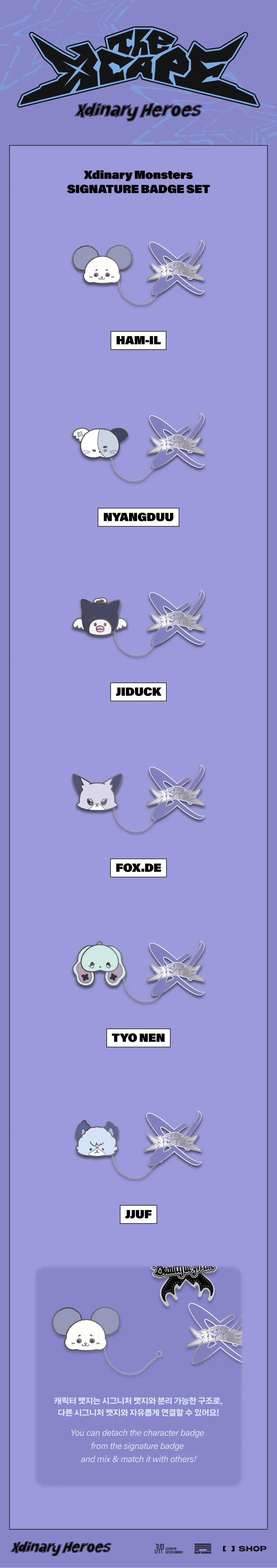 Xdinary Heroes - [The Xcape] OFFICIAL MD Xdinary Monsters SIGNATURE BADGE SET - Image 2