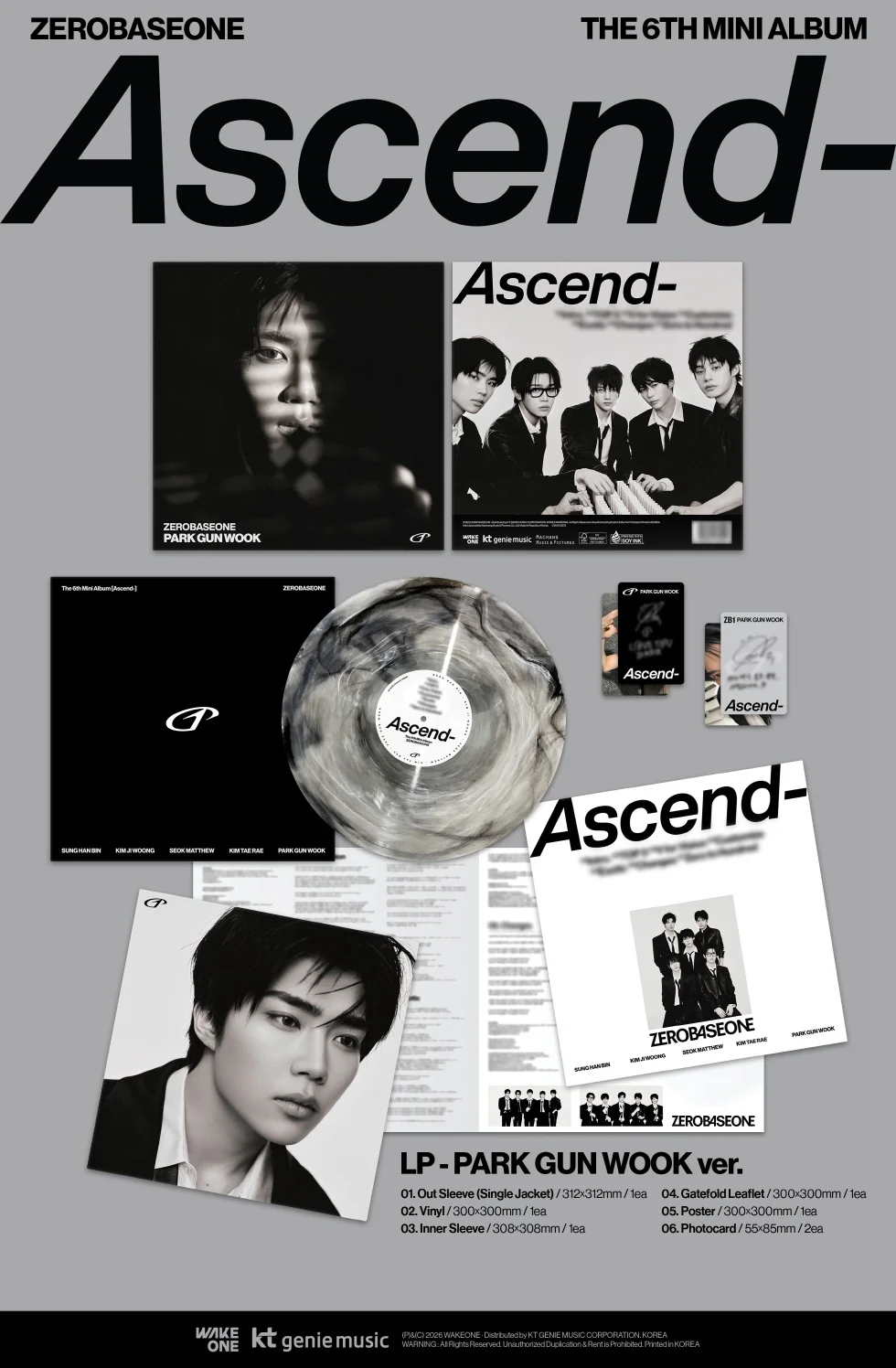 ZEROBASEONE - [ASCEND-] 6th Mini Album LP PARK GUNWOOK Version - Image 2