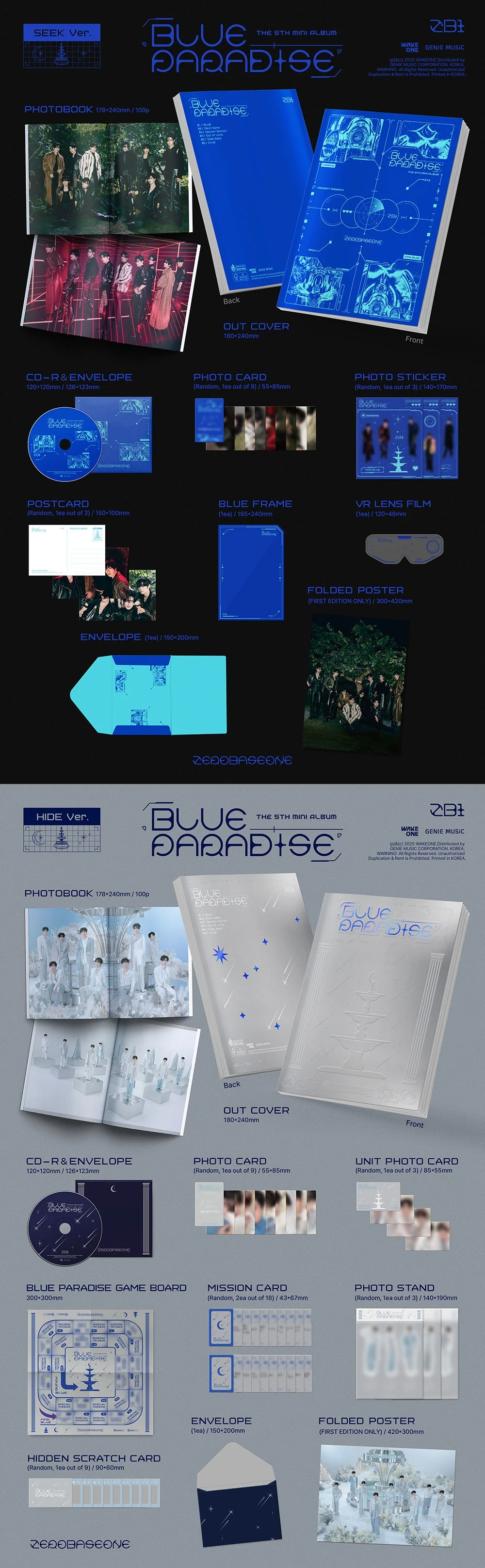 ZEROBASEONE - [BLUE PARADISE] 5th Mini Album HIDE Version - Image 2