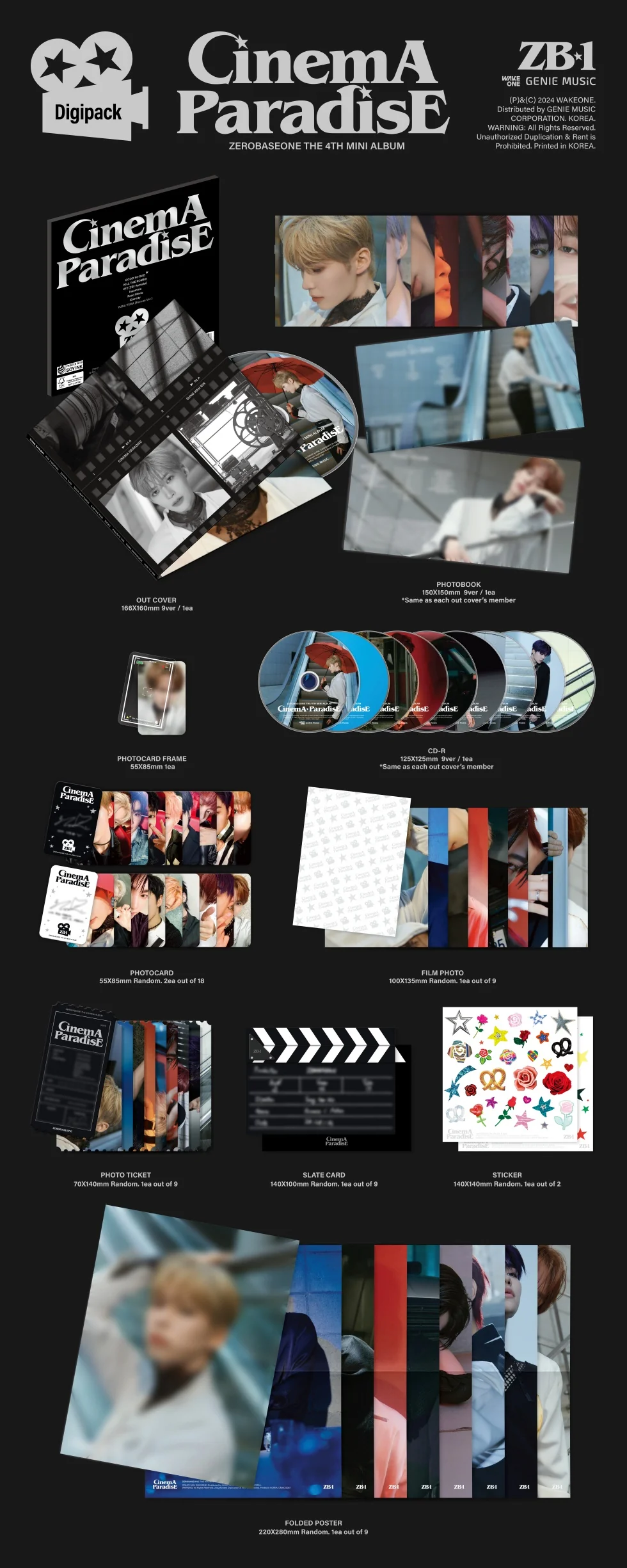 ZEROBASEONE - [CINEMA PARADISE] 4th Mini Album DIGIPACK HAN YU JIN Version - Image 2