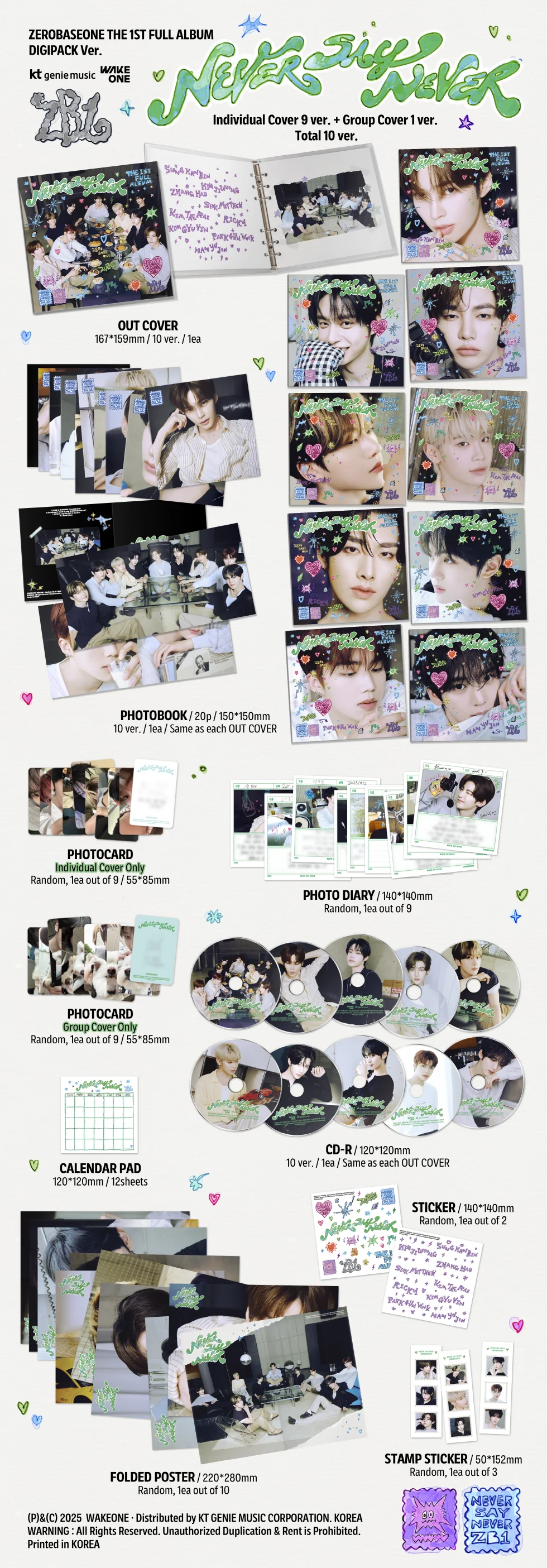 ZEROBASEONE - [NEVER SAY NEVER] 1st Album DIGIPACK RANDOM Version - Image 2